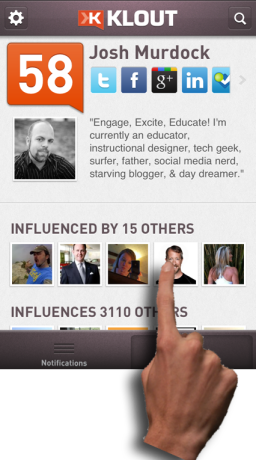 Click on one of your influencers on the Klout App