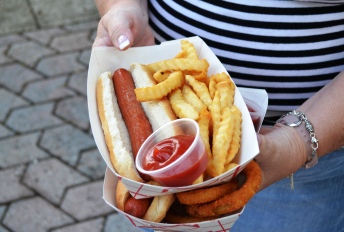 Hot Dog and Fries from Red Eye BBQ