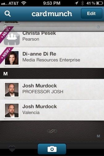 CardMunch LinkedIn Professor Josh Contact